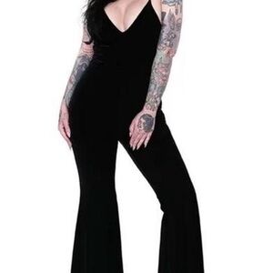 Foxblood Velvet Flare Jumpsuit